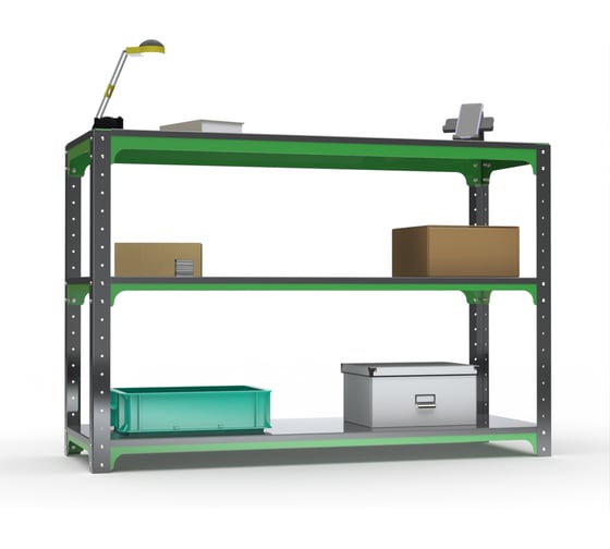 Стол-верстак ООО Металекс Metalex серия KIT 950х1400х600 две полки, серо-зеленый 204050