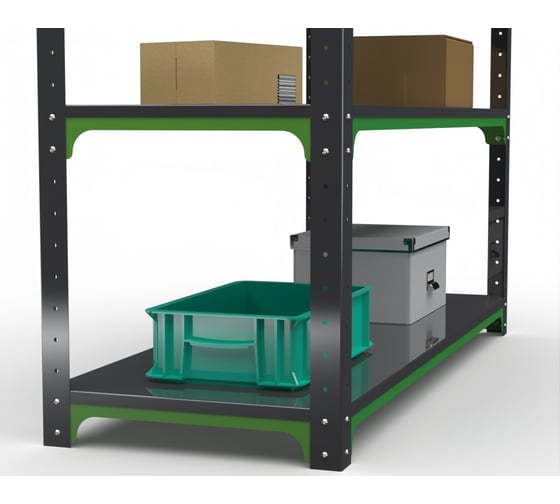 Стол-верстак ООО Металекс Metalex серия KIT 950х1400х600 две полки, серо-зеленый 204050