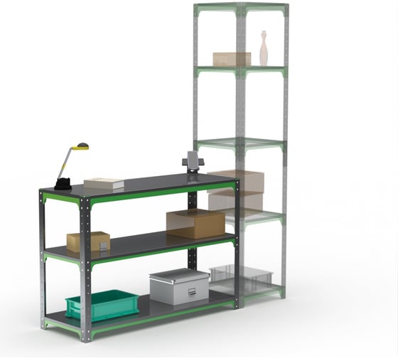 Стол-верстак ООО Металекс Metalex серия KIT 950х1400х600 две полки, серо-зеленый 204050