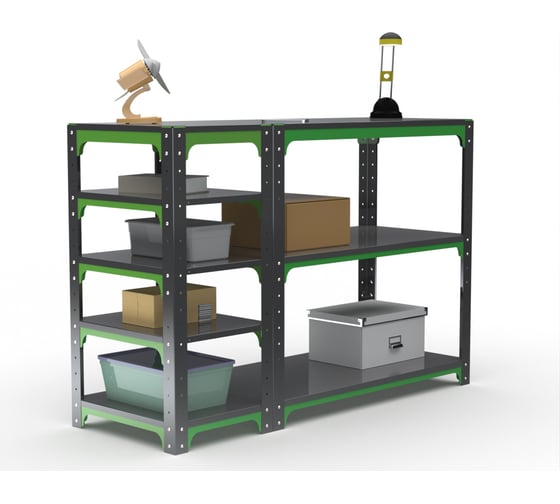 Стол-верстак ООО Металекс Metalex серия KIT 950х1700х600 с боковыми полками, серо-зеленый 204080