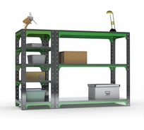 Стол-верстак ООО Металекс Metalex серия KIT 950х1700х500 с боковыми полками, серо-зеленый 204071