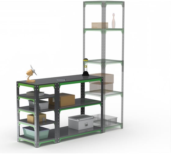Стол-верстак ООО Металекс Metalex серия KIT 950х1300х600 с боковыми полками, серо-зеленый 204076