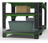 Стол-верстак ООО Металекс Metalex серия KIT 950х1300х400 с боковыми полками, перфопанелью и комплектом аксессуаров, серо-зеленый 204085