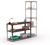 Стол-верстак ООО Металекс серия KIT 950х1400х600, две полки, оранжево-черный 204515