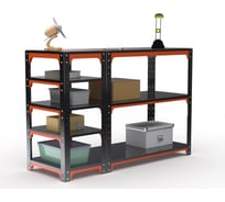 Стол-верстак ООО Металекс KIT 950х1700х600 (с бок. полками) (оранжево-чёрный) / 204545