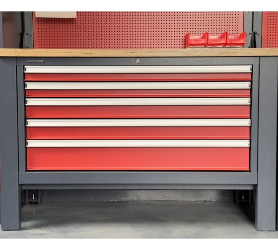 ВерстакFerrum Premium1310x650x850h мм, столешница оцинкованная фанера, тумба 5 ящ. 11.319-7016/3000