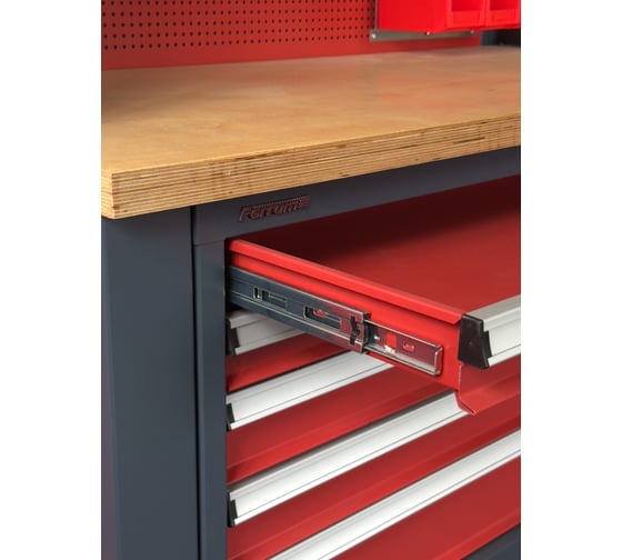 ВерстакFerrum Premium1310x650x850h мм, столешница оцинкованная фанера, тумба 5 ящ. 11.319-7016/3000