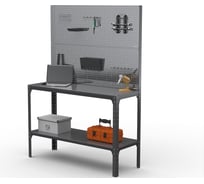 Стол-верстак ООО Металекс Metalex KIT 950х1700х600 мм, одна полка + двойная перфопанель с комплектом аксессуаров, серый 205145