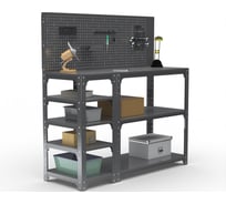 Стол-верстак ООО Металекс Metalex KIT 950х1300х400 мм, с боковыми полками, перфопанелью и комплектом аксессуаров, серый 205015
