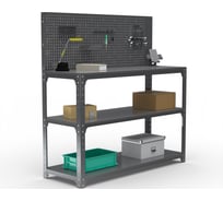 Стол-верстак ООО Металекс Metalex KIT 950х1800х500 мм, две полки + перфопанель с комплектом аксессуаров, серый 205110
