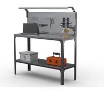 Стол-верстак ООО Металекс серия KIT 950х1200х400 мм, одна полка + перфопанель с комплектом освещения, серый 205371