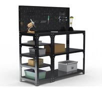 Стол-верстак ООО Металекс KIT 950х1800х600 мм, с боковыми полками, перфопанелью и комплектом аксессуаров, черный 205503