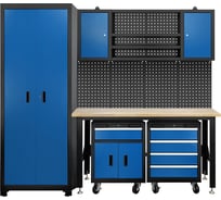Комплект металлической гаражной мебели Forsage тележка 2шт, модуль со шкафчиками, стол, шкаф, 2362х500х2050мм F-01Y0207(62045)