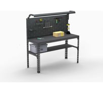 Стол металлический ООО Металекс серия SUN 750х1000х600, одна полка + перфопанель с комплектом освещения, серый 112229