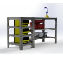 Стол металлический ООО Металекс 750х1200х400 мм, с боковыми полками, серый 112181