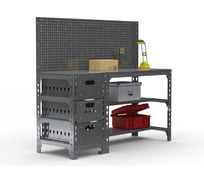 Стол металлический ООО Металекс 750х1200х500 мм, с выдвижными ящиками и перфопанелью, серый 112211