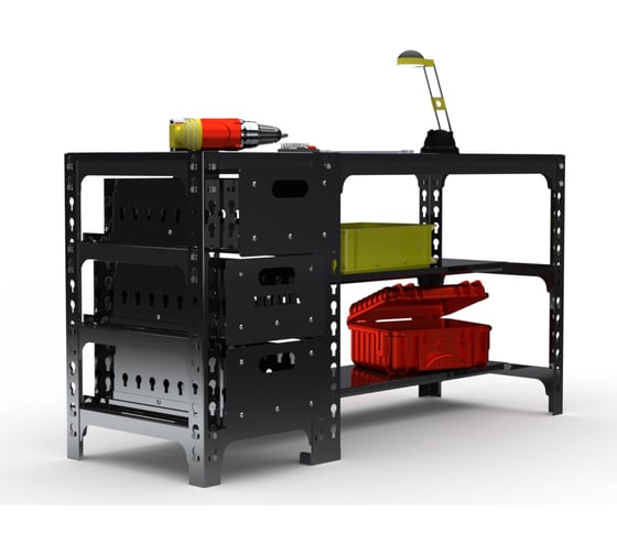 Стол металлический ООО Металекс 750x1200x600 мм, с выдвижными ящиками, чёрный 112367 1