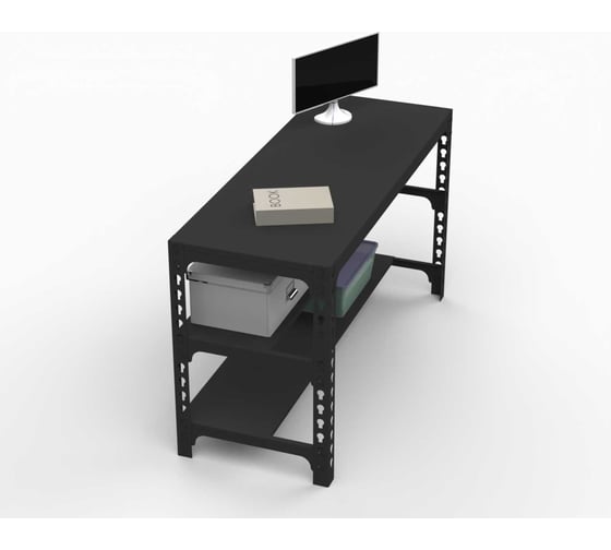 Стол металлический ООО Металекс 750x1000x600, две полки, черный 112301