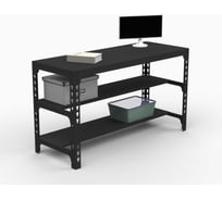 Стол металлический ООО Металекс 750x1200x600, две полки, черный 112303