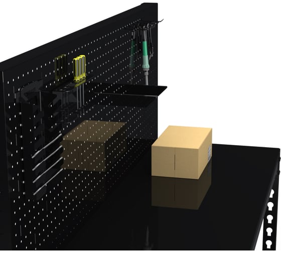 Стол металлический ООО Металекс 750x1400x500 мм, + перфопанель с комплектом аксессуаров, чёрный 112317 1