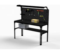 Стол металлический ООО Металекс 750x1000x600 мм, + перфопанель с комплектом аксессуаров, чёрный 112319