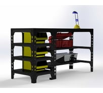 Стол металлический ООО Металекс 750x1400x400 мм, с боковыми полками, чёрный 112344