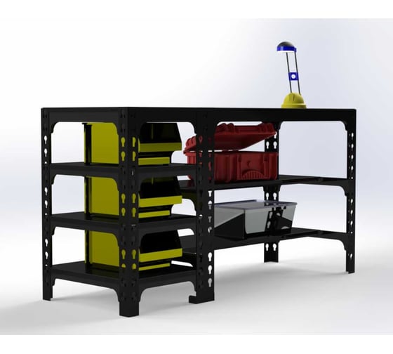 Стол металлический ООО Металекс 750x1200x500 мм, с боковыми полками, чёрный 112346 1