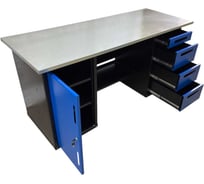 Верстак двухтумбовый Great Wolf 4 ящика, тумба с дверью, синий 1800х700 GWT-V1800B