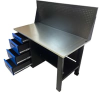 Верстак однотумбовый Great Wolf 4 ящика, с экраном, синий 1400x700 GWT-V1400BL1