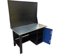 Верстак однотумбовый Great Wolf тумба с дверью, 2 экрана, синий 1400x700 GWT-V1400T2