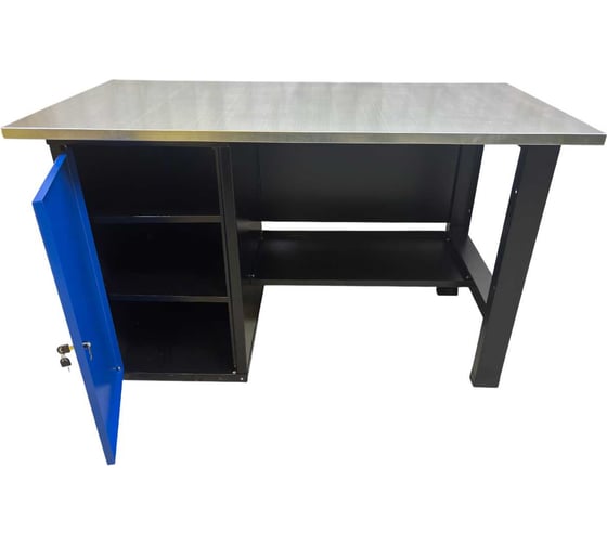 Верстак однотумбовый Great Wolf тумба с дверью, синий 1400x700 GWT-V1400TL