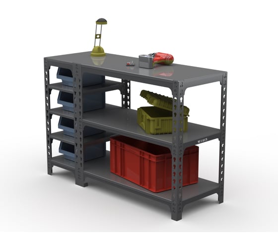 Стол-верстак Metalex ООО 950x1400x500 с боковыми полками, серый 111638