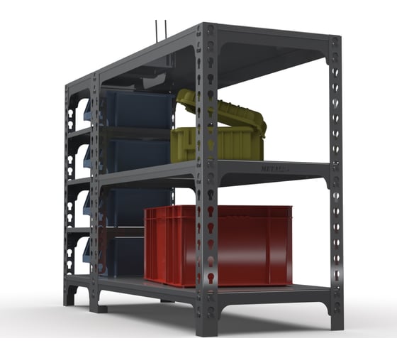 Стол-верстак Metalex ООО 950x1400x500 с боковыми полками, серый 111638