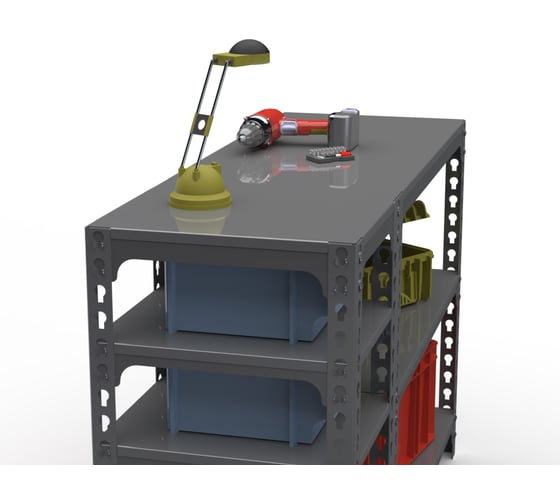 Стол-верстак Metalex ООО 950x1800x500 с боковыми полками, серый 111642
