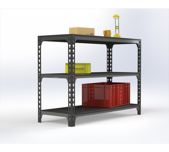 Стол-верстак ООО Металекс 950x1400x500 (две полки) серый 111611 1