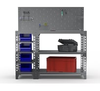 Стол-верстак ООО Металекс 950x1200x400 (с боковыми полками, перфопанелью и комплект аксессуаров) серый 111654