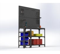 Стол-верстак Metalex 950x1500x500 (с бок. полками, двумя перфопанелями и комп. аксессуаров) серый / ООО Металекс 111693