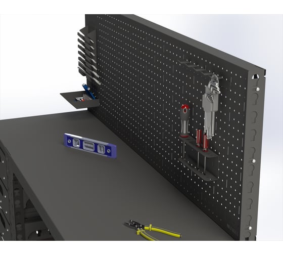 Стол-верстак ООО Металекс c одной тумбой 950x1400x400 мм, перфопанель с комплектом аксессуаров, серый 111828