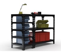 Стол-верстак ООО Металекс 950x1600x600 (с бок. полками) чёрный / 117133