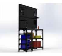 Стол-верстак ООО Металекс 950x1000x600 (с бок. полками, двумя перфопанелями и комп. аксессуаров) чёрный / 117181