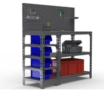 Стол-верстак ООО Металекс 950x1400x600 (с бок. полками, перфопанелью и комп. аксессуаров) серый / 111674