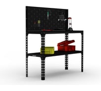 Стол-верстак ООО Металекс 950x1100x600 (одна полка) + перфопанель с комплектом аксессуаров (чёрный) / 117209