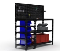 Стол-верстак ООО Металекс 950x1500x600 (с бок. полками, перфопанелью и комп. аксессуаров) чёрный / 117159