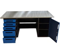Верстак Great Wolf двухтумбовый, 5 ящиков, тумба с дверью, синий 1800x700 , GWT-V1800BL3