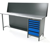 Верстак Runtec серии Standart, 2000мм, оцинк, тумба с 6-ю ящиками, экран 500, синий RAL 5005 RTS20Z-TS6-NS-P20-5005