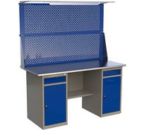 Верстак двухтумбовый IRONMEBEL ML1/ML1 с экраном 1600 и освещением M-ML1ML1MDCE1600ос