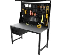 Регулируемый верстак-стол с тумбой и двойной перфопанелью, 1200x700 мм GREENBERG VERSTAK_REG_T_P2_1200х700