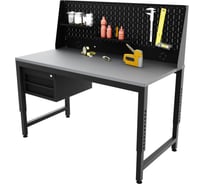 Регулируемый верстак-стол с тумбой и одинарной перфопанелью, 1200x600 мм GREENBERG VERSTAK_REG_T_P1_1200х600