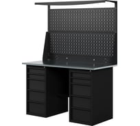 Верстак-стол BLACK с двойной перфопанелью и двумя ящиками, 1400 мм GREENBERG VERSTAK_BLACK_Y2_Р2_1400
