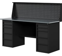 Верстак-стол BLACK с двумя тумбами с ящиками и перфопанелью, 1600 мм GREENBERG VERSTAK_BLACK_Y2_P_1600